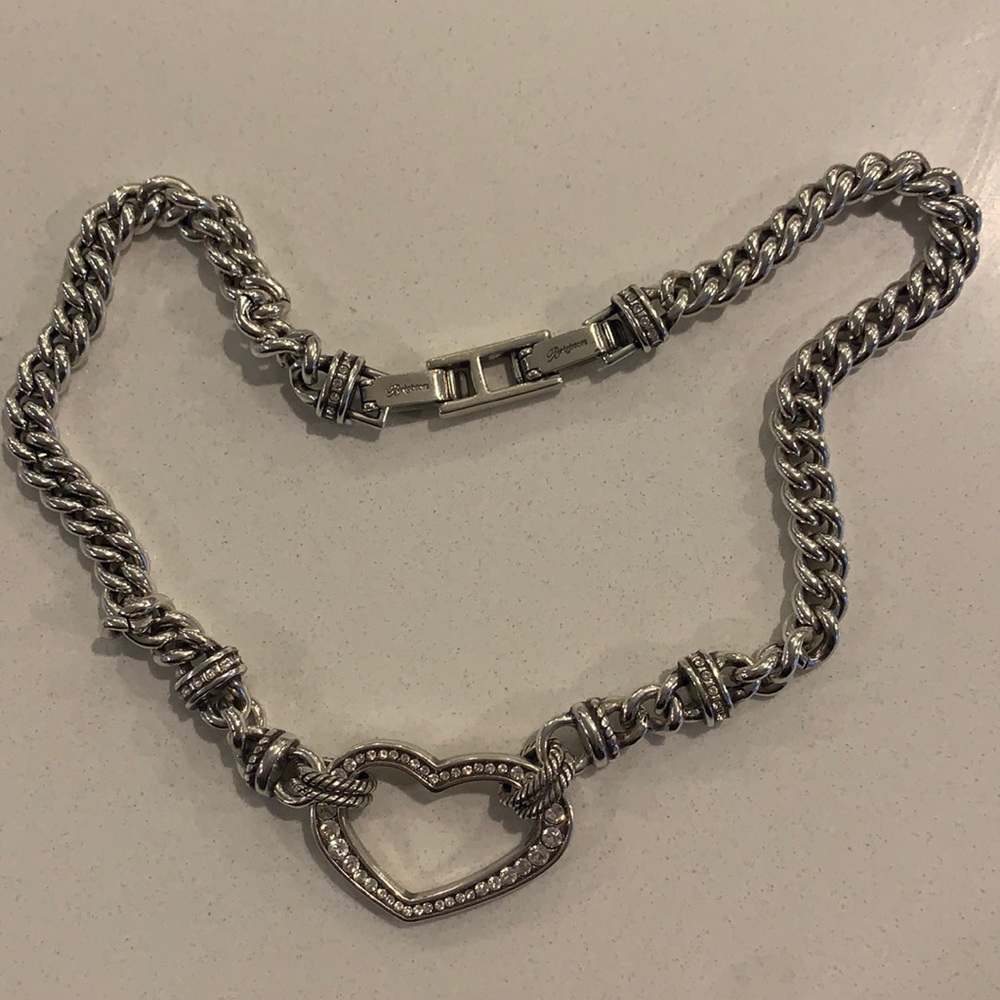 Brighton silver heart necklace w diamond like gems